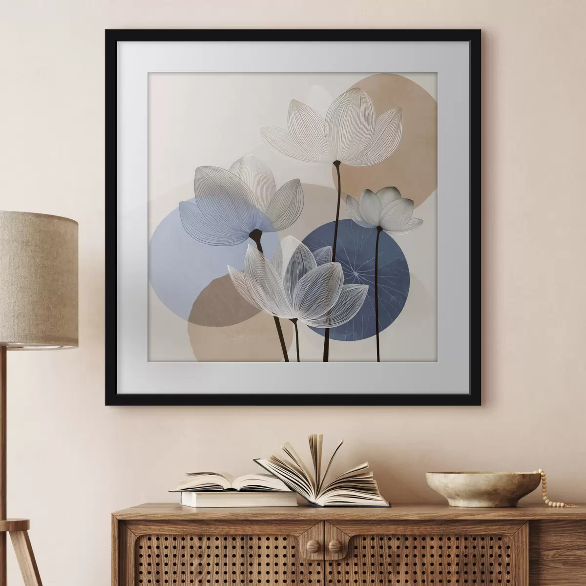 Poster Le lotus rêve en bleu f48277
