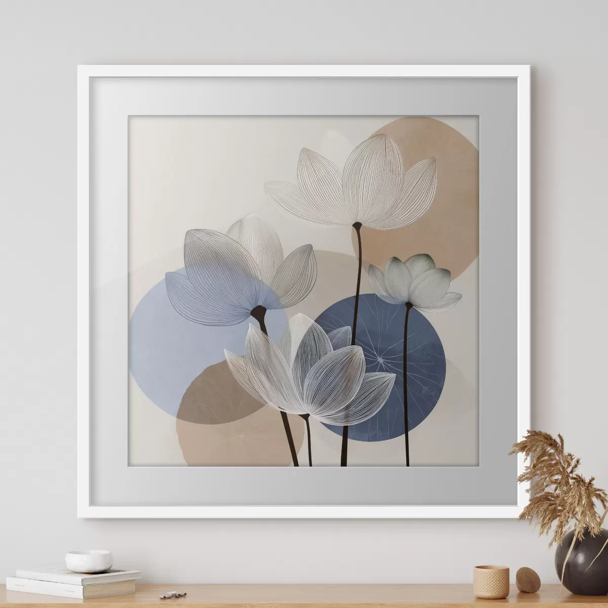 Poster Le lotus rêve en bleu f48277