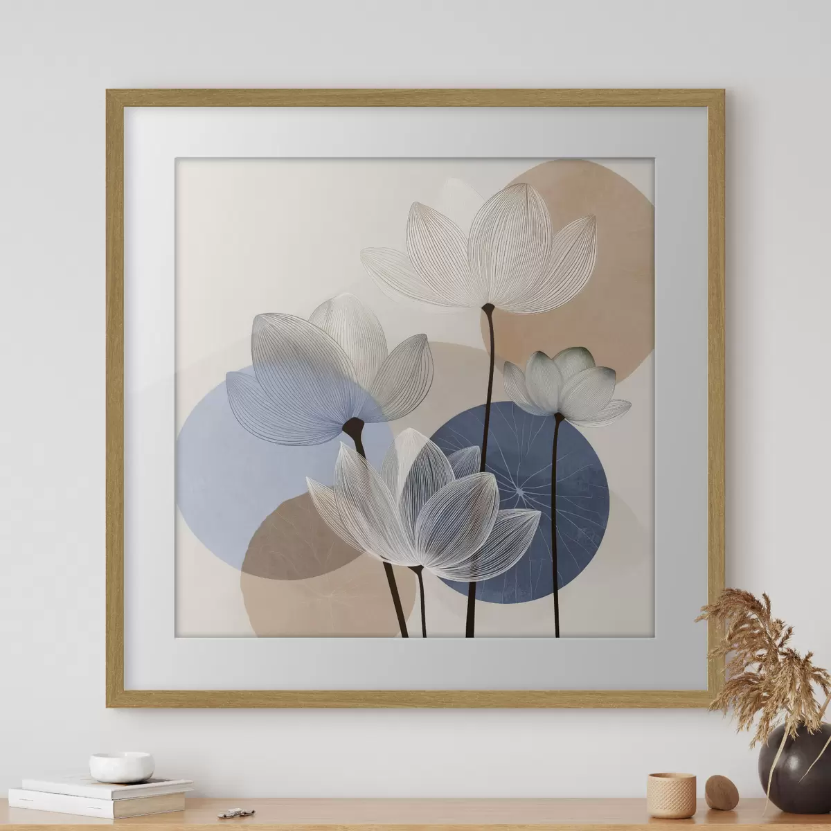 Poster Le lotus rêve en bleu f48277