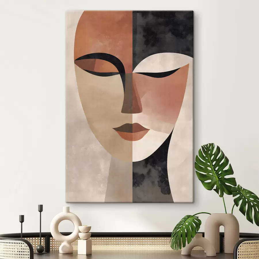 Tableau un visage féminin abstrait de profil s48524