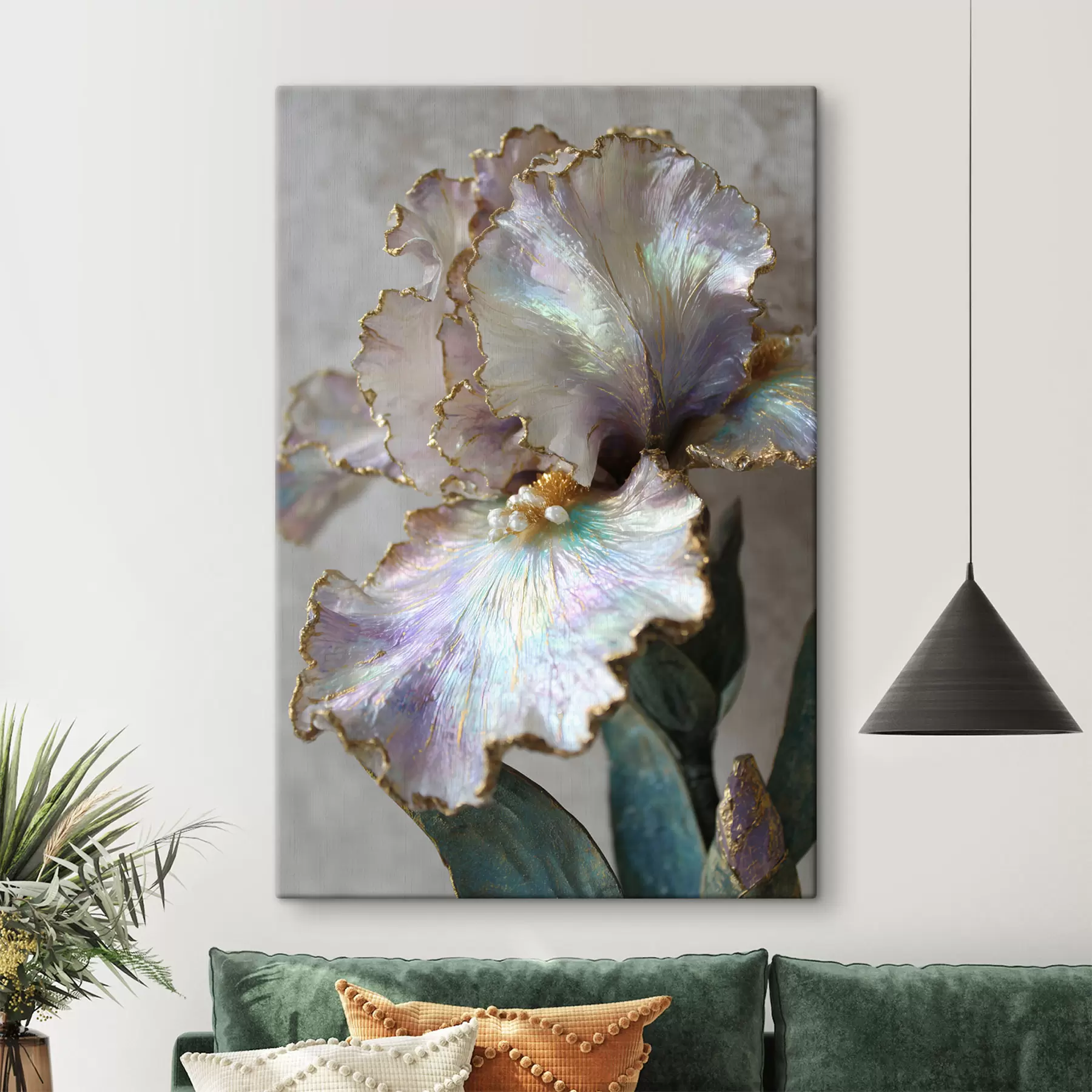 Tableau une fleur d'iris dans un style décoratif s48535