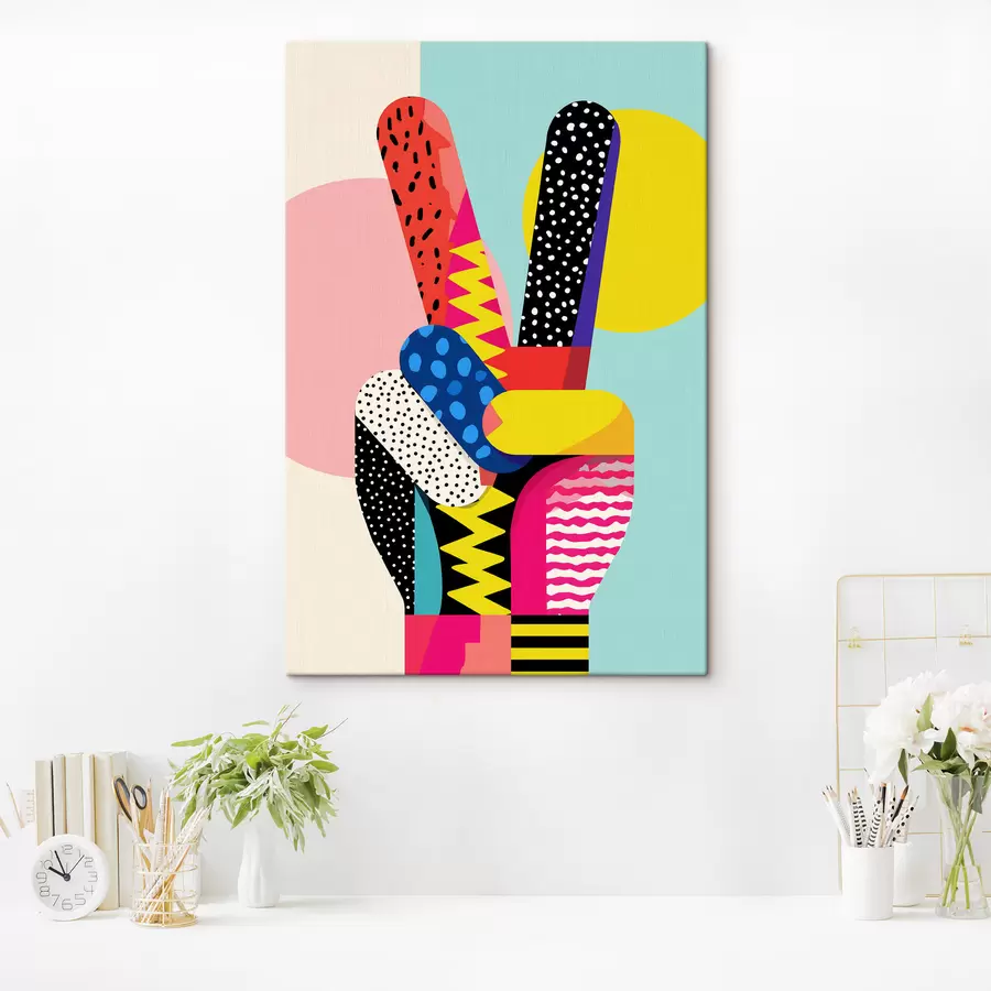 Tableau un signe de victoire stylisé s48548