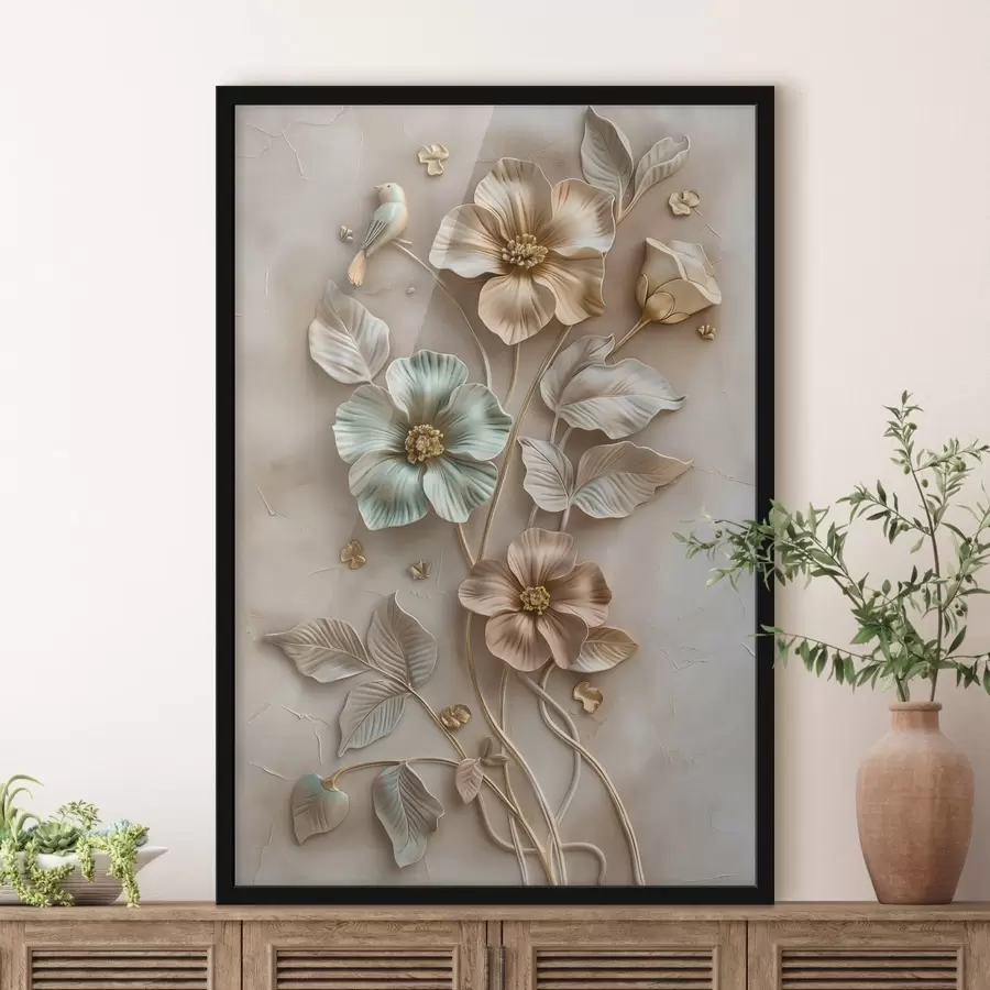 Papier peint une branche d'abricotier en fleurs, dans un style aquarelle f48527