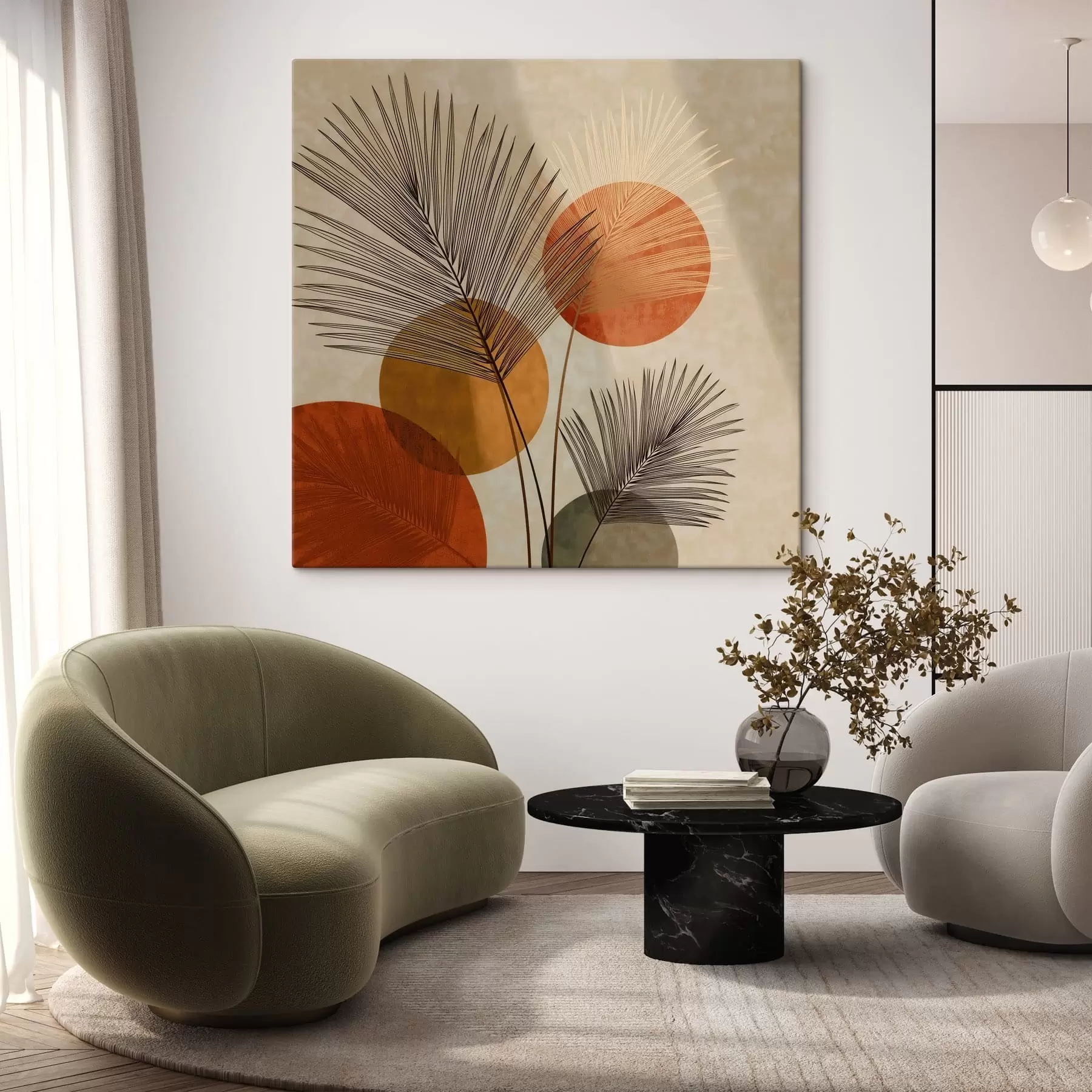 Tableau Feuilles de palmier abstraites s48557