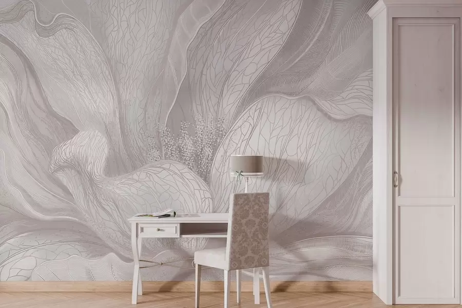 Papier peint Fleur abstraite aux lignes fluides w05119v3