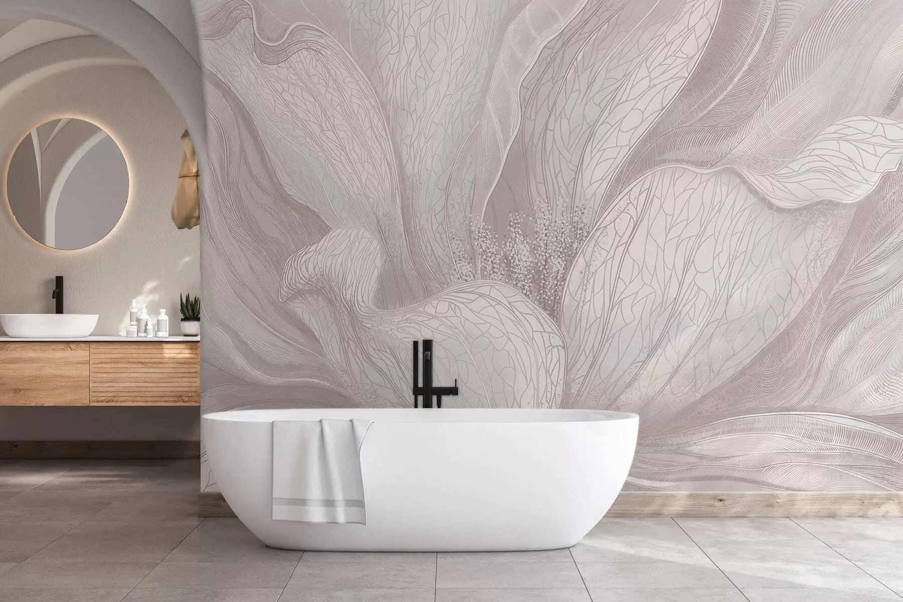 Papier peint Fleur abstraite aux lignes fluides w05119v3