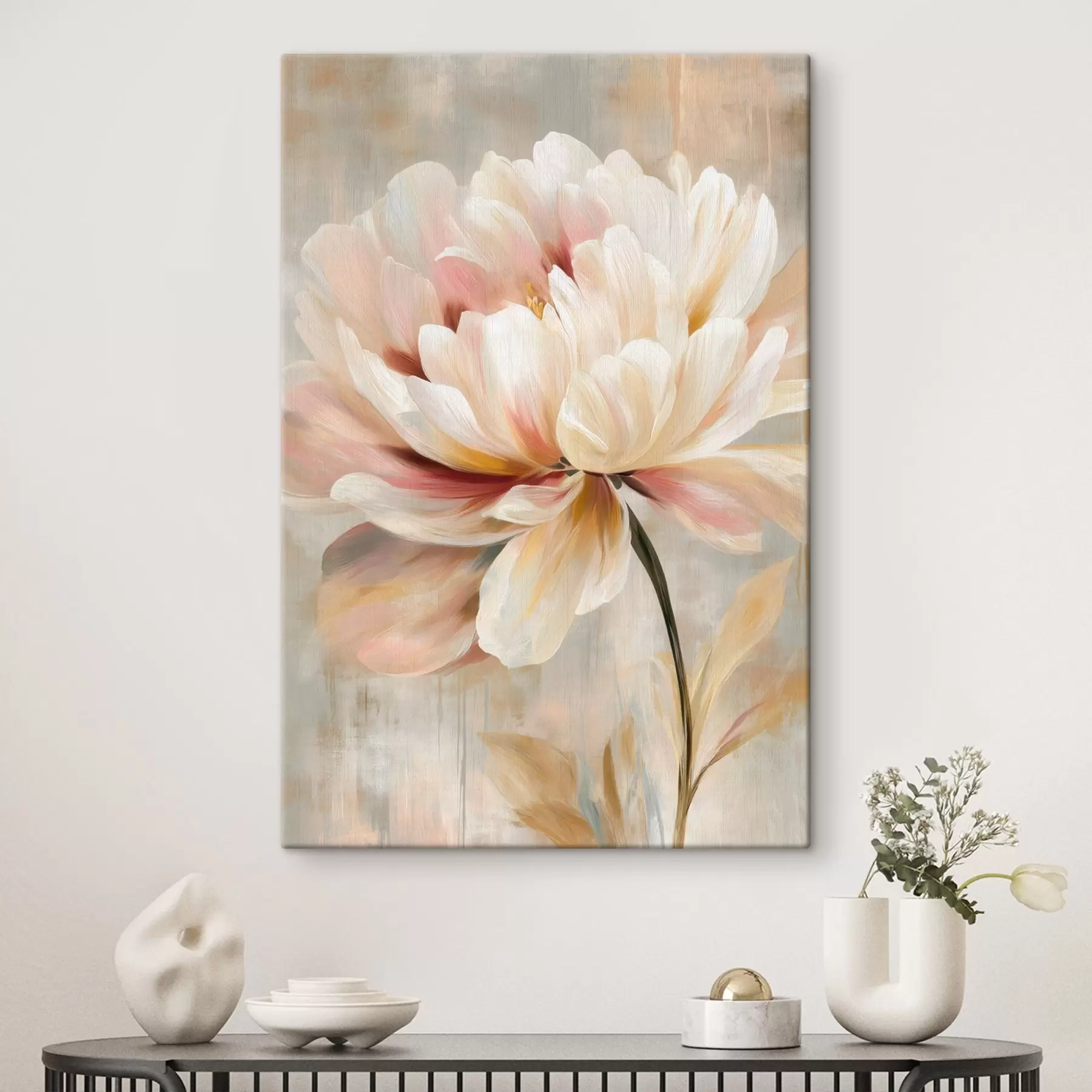 Tableau Une pivoine délicate aux tons pastel, dans un style peinture à l'huile s48183