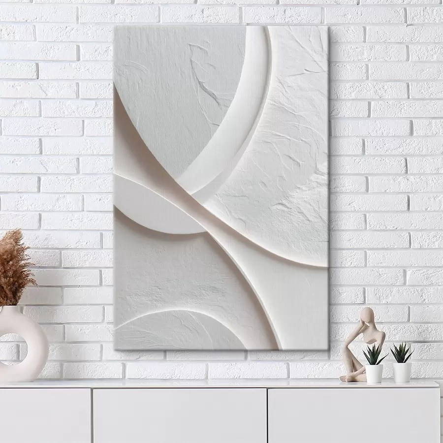 Tableau Panneau décoratif aux lignes fluides et à la texture pierre sur un fond clair s48192