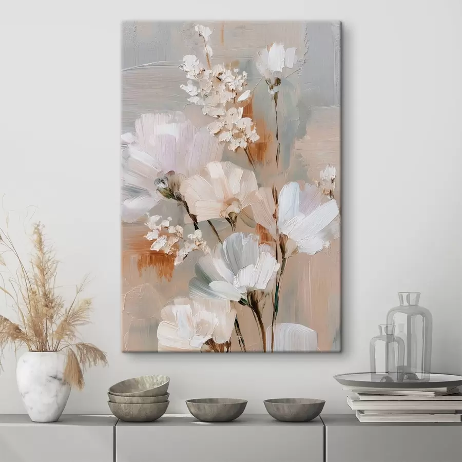 Tableau Composition florale aux tons pastel, dans le style de la peinture à l'huile s48194