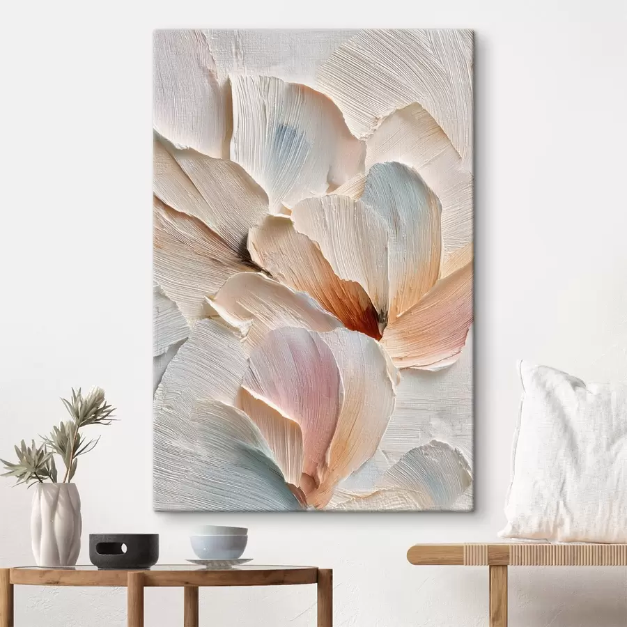 Tableau Composition stylisée avec un effet de coups de pinceau épais sur un fond clair s48200