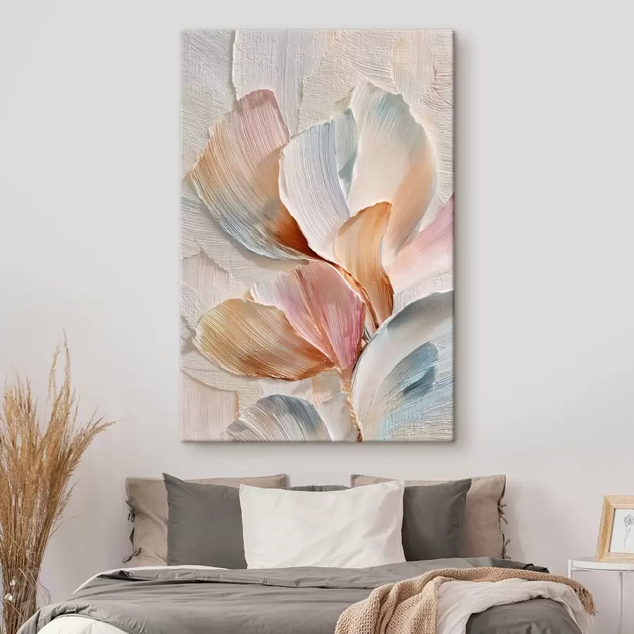 Tableau Composition stylisée avec un effet de coups de pinceau épais sur un fond clair s48203