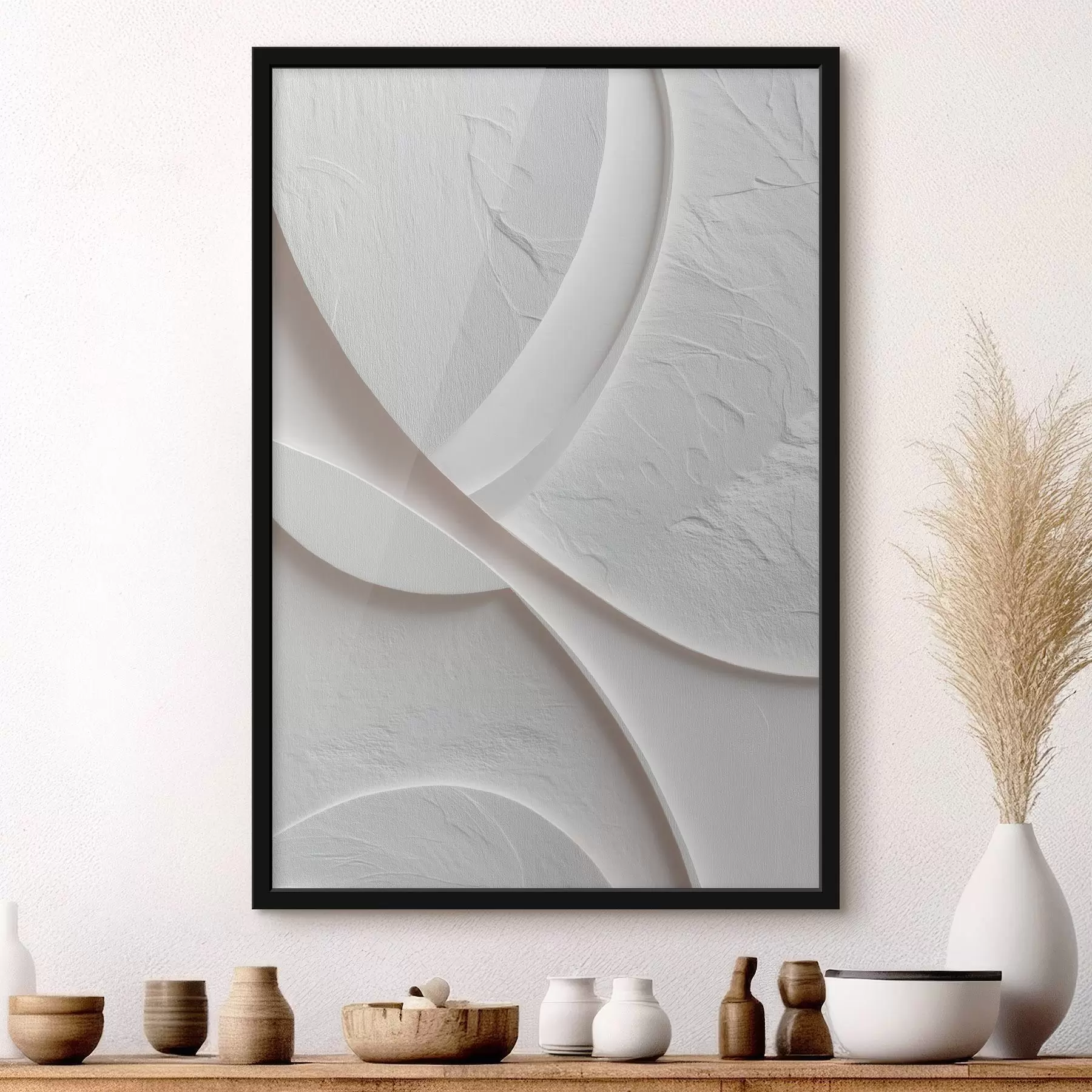 Papier peint Panneau décoratif aux lignes fluides et à la texture pierre sur un fond clair f48192