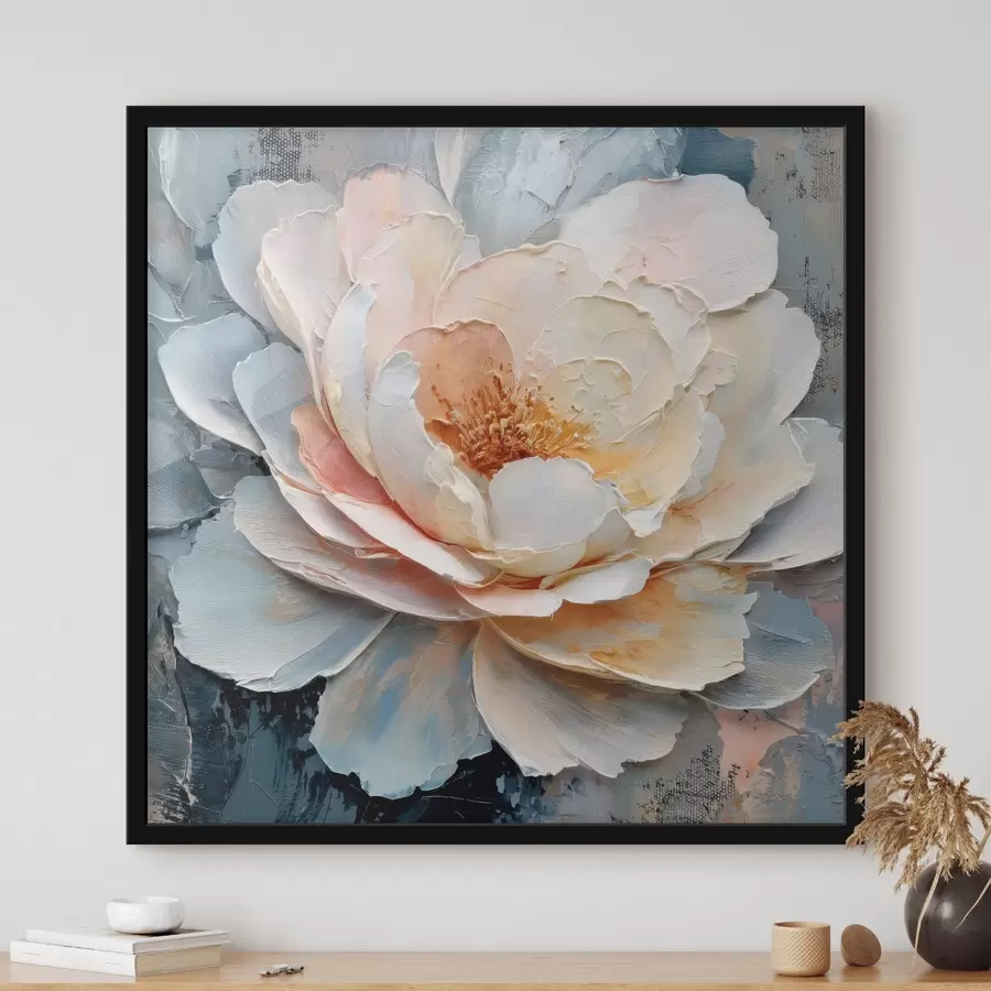 Papier peint Gros plan sur une fleur, réalisé avec des coups de pinceau texturés et expressifs, dans un style pictural contemporain f48198