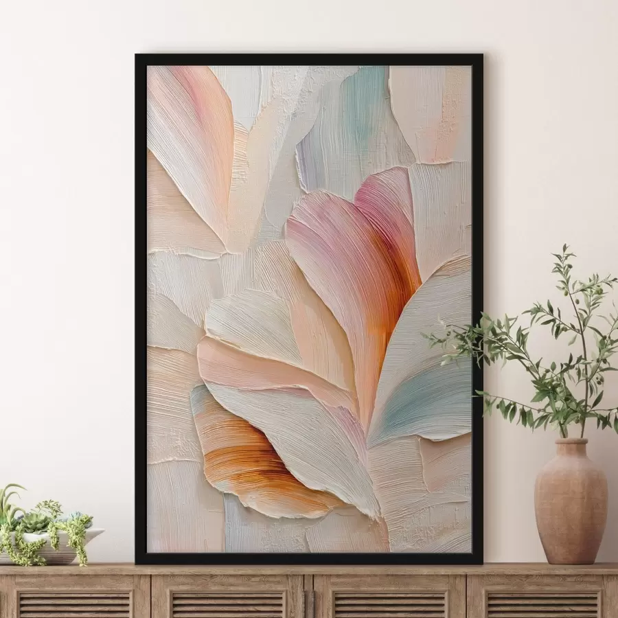 Papier peint Illustration artistique avec des pétales en relief, dans un style pictural contemporain f48201