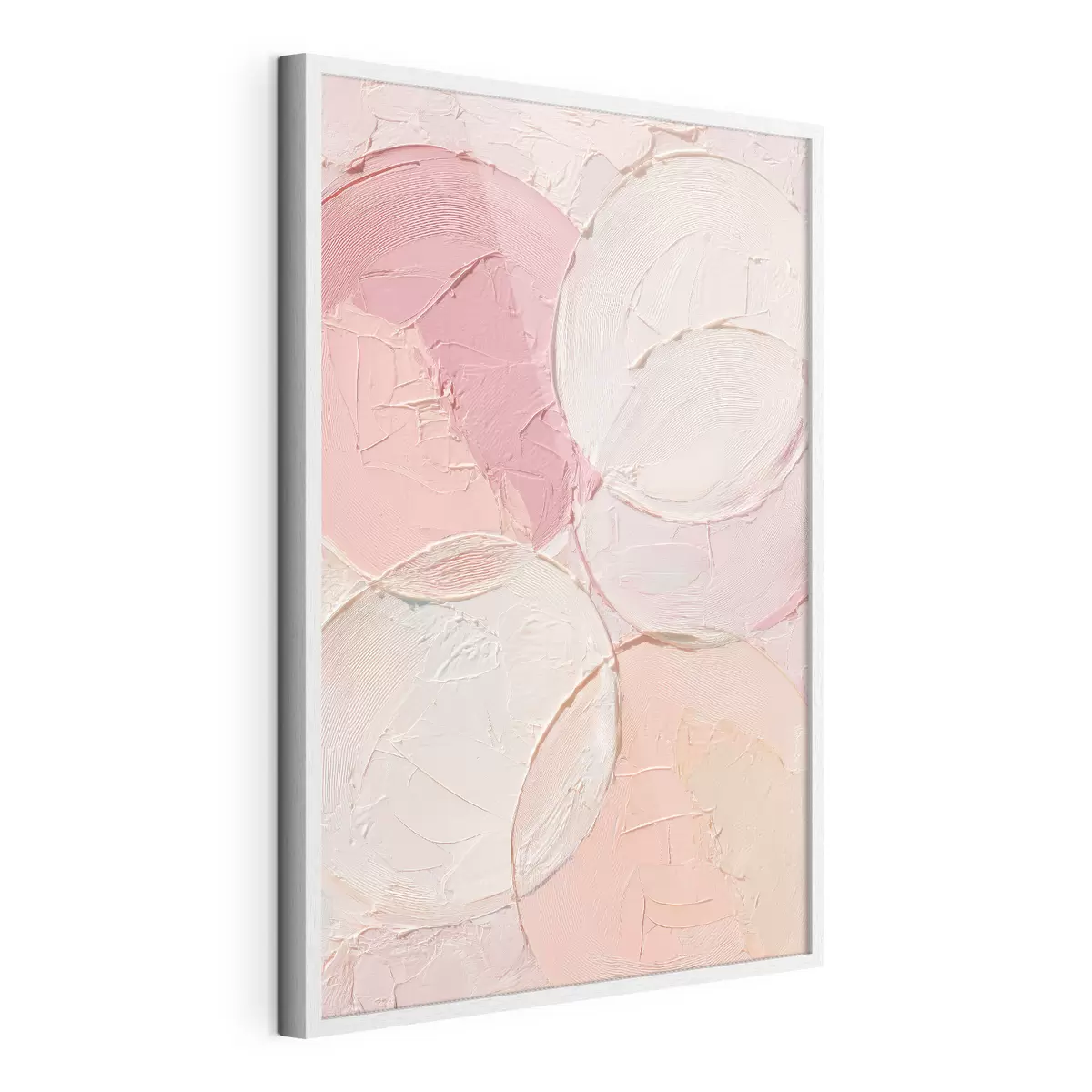Poster Composition abstraite avec des cercles dans des tons rose pâle, dans un style de peinture à l'huile f48207