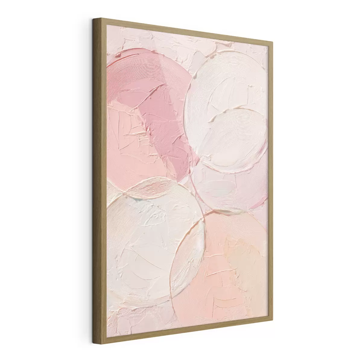 Poster Composition abstraite avec des cercles dans des tons rose pâle, dans un style de peinture à l'huile f48207