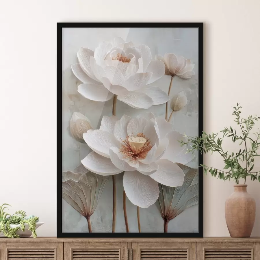Papier peint Des fleurs de lotus aux teintes pastel claires, dans un style de peinture à l'huile f48213