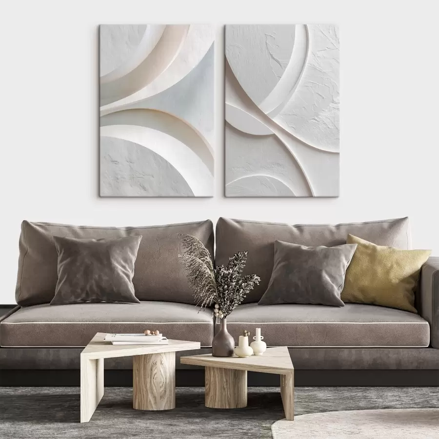 Tableau Composition abstraite aux lignes fluides et à la texture de pierre, dans un style contemporain de bas-relief m30136