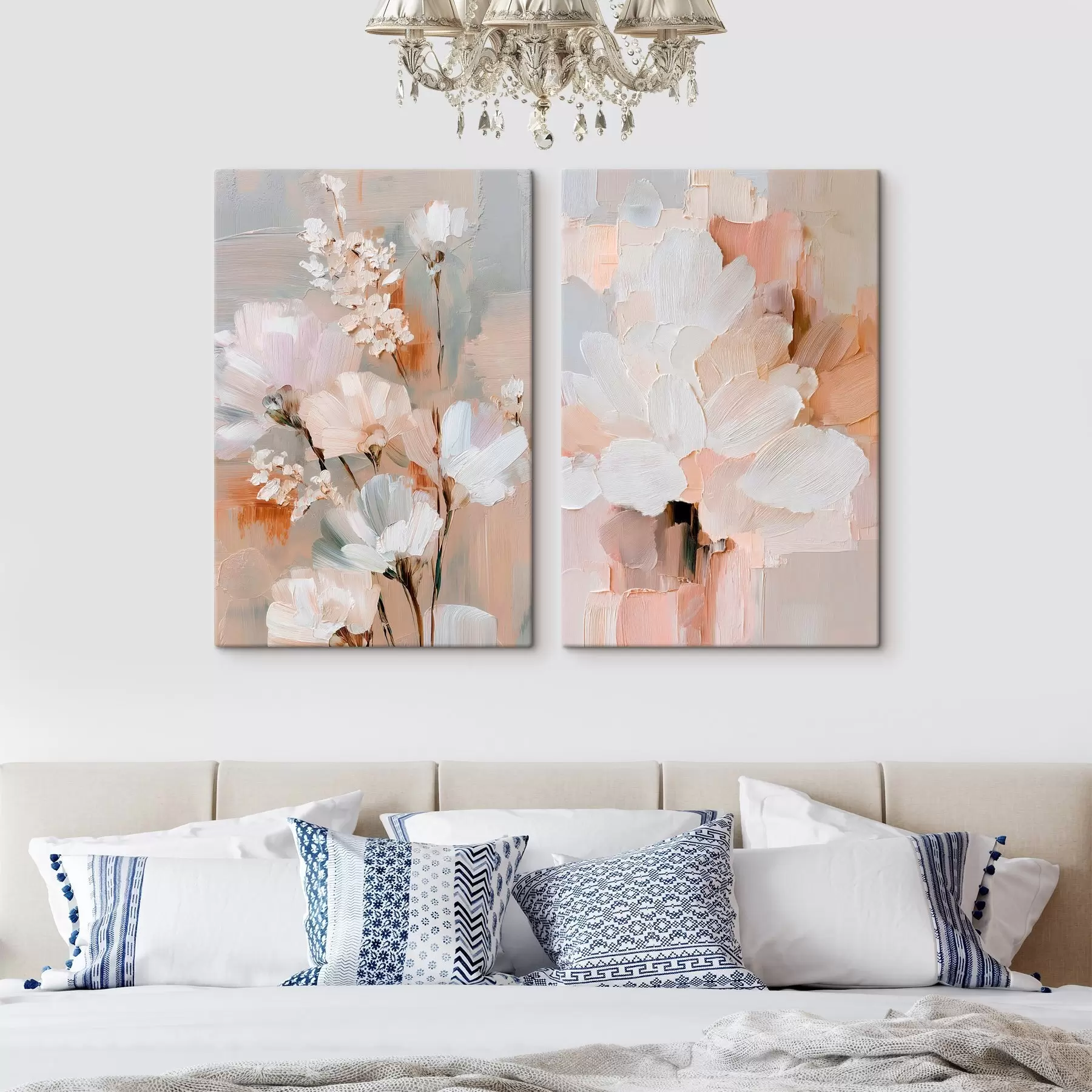 Tableau Fleurs abstraites et légères, réalisées à l'aide de coups de pinceau expressifs, dans un style d'art contemporain m30137