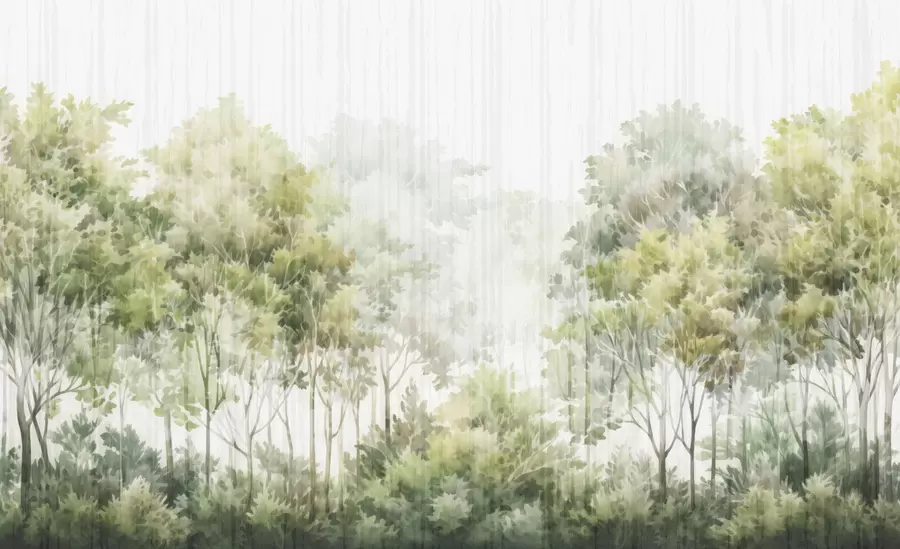 Papier peint Forêt luxuriante et lignes w05442