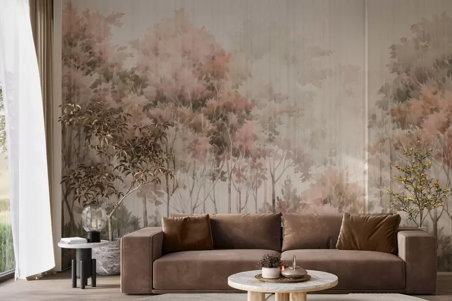 Papier peint Forêt luxuriante et lignes w05442v2