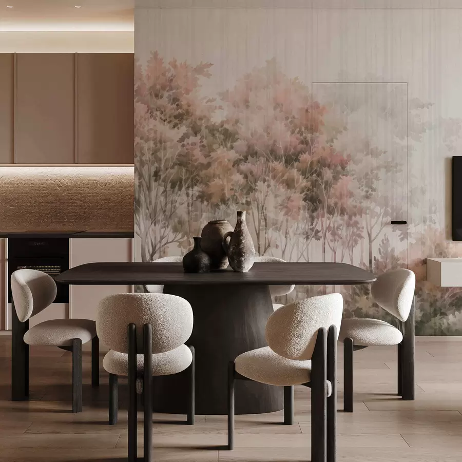 Papier peint Forêt luxuriante et lignes w05442v2