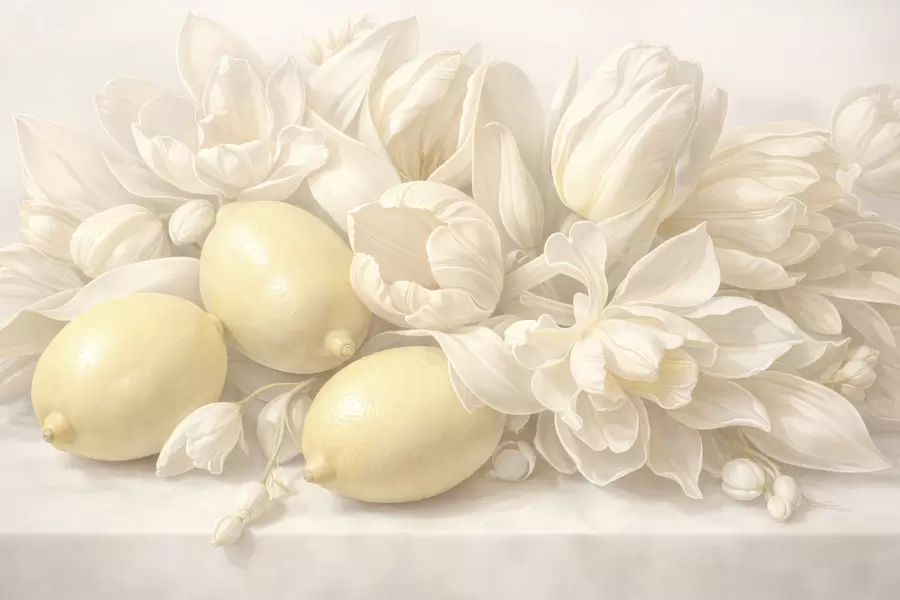 Papier peint Un bouquet floral délicat aux notes de citron w05449