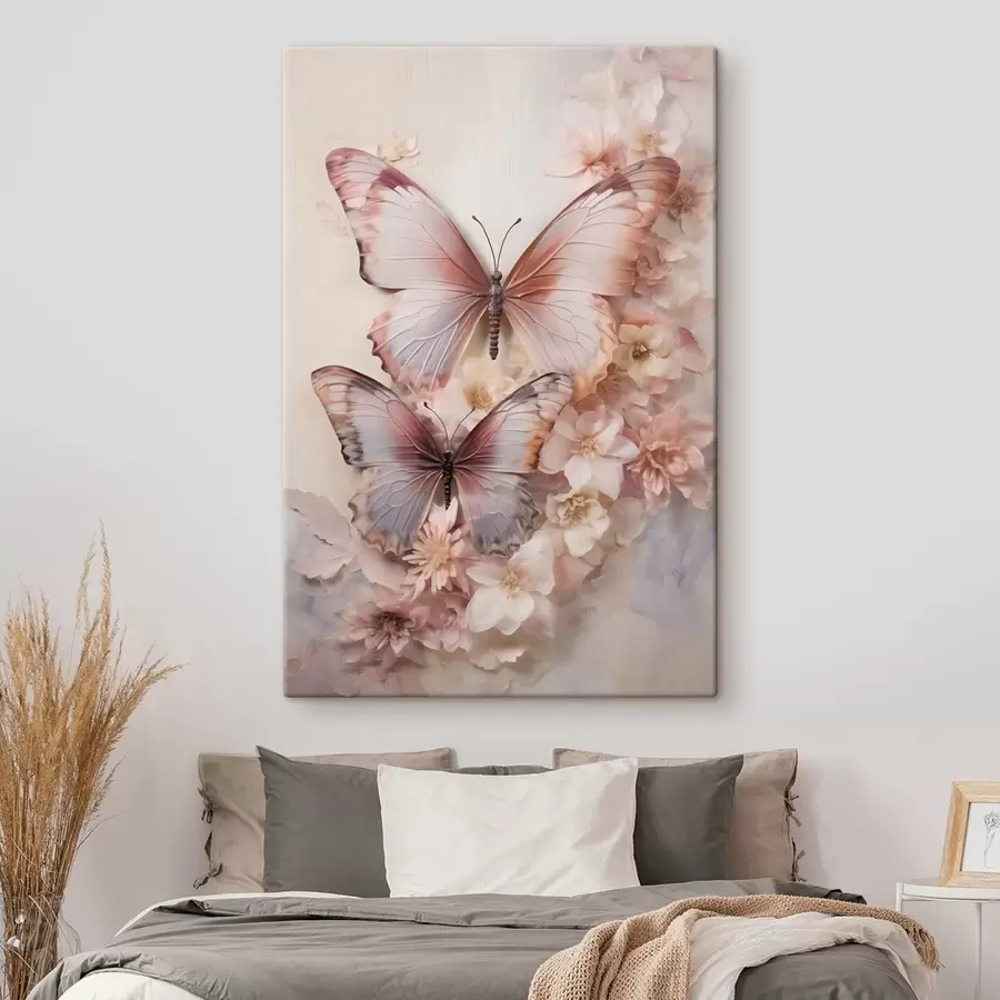 Tableau Fleurs et papillons s48565