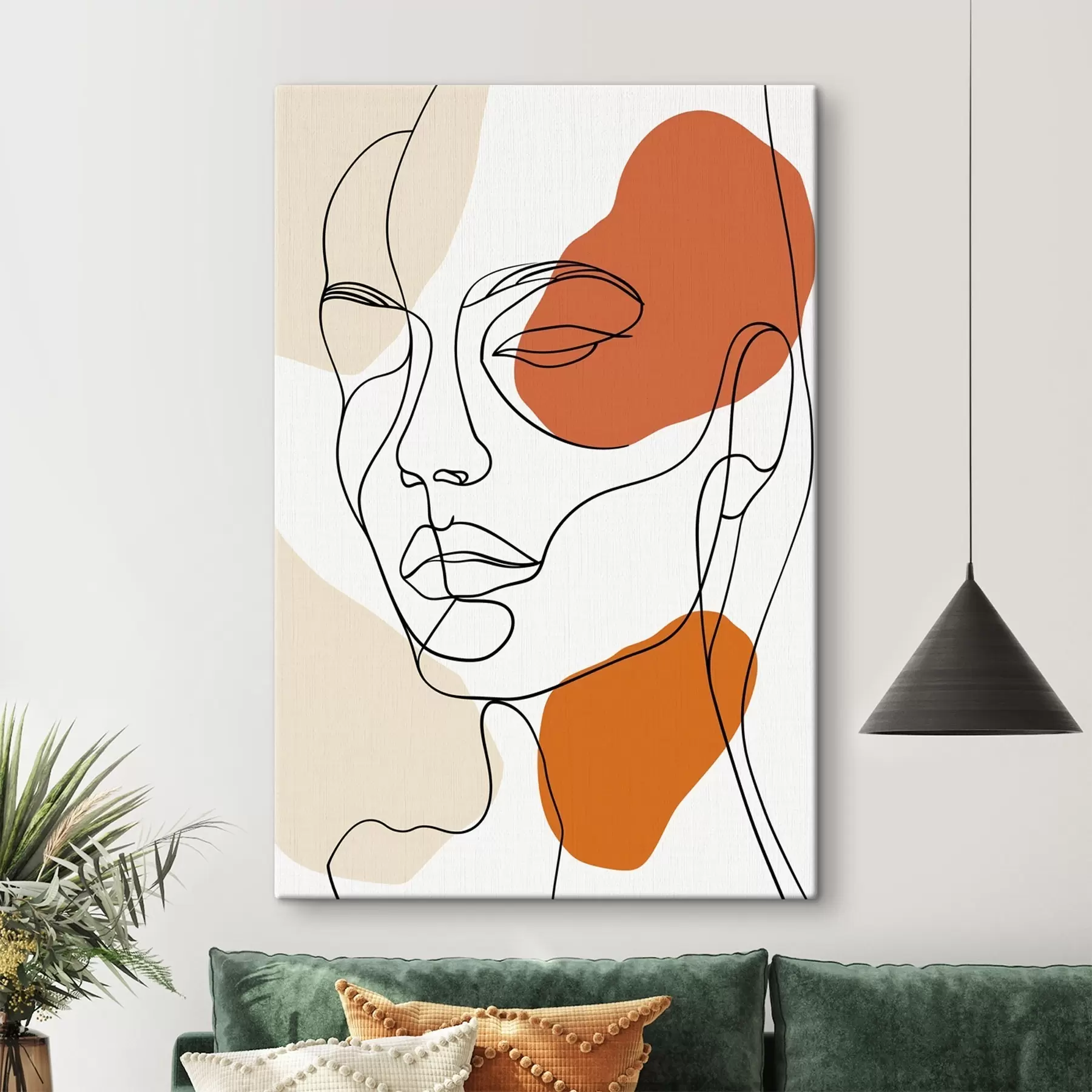 Tableau Visages abstraits, dessin linéaire s48569