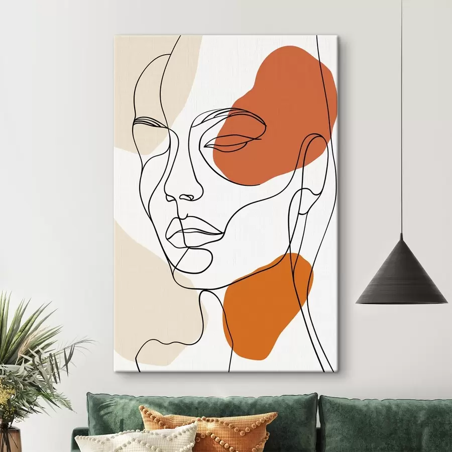 Tableau Visages abstraits, dessin linéaire s48569