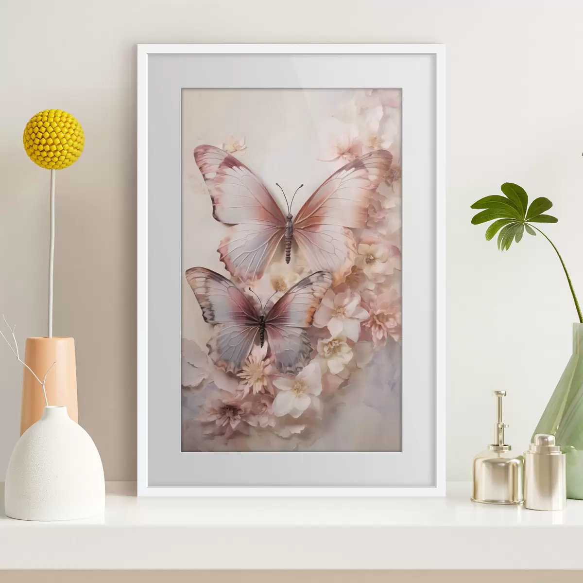Poster Fleurs et papillons f48565