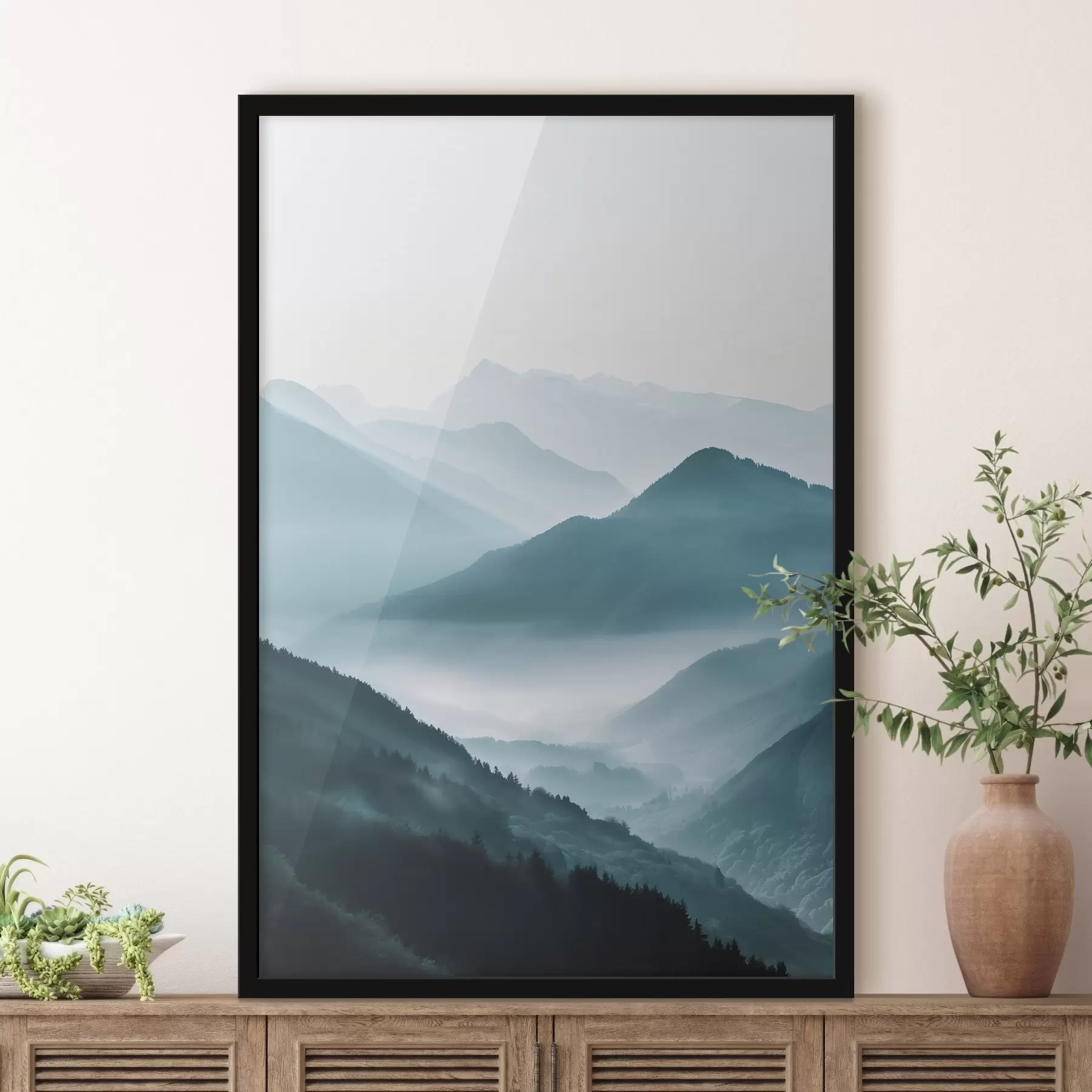 Papier peint Paysage de montagne dans la brume f48568