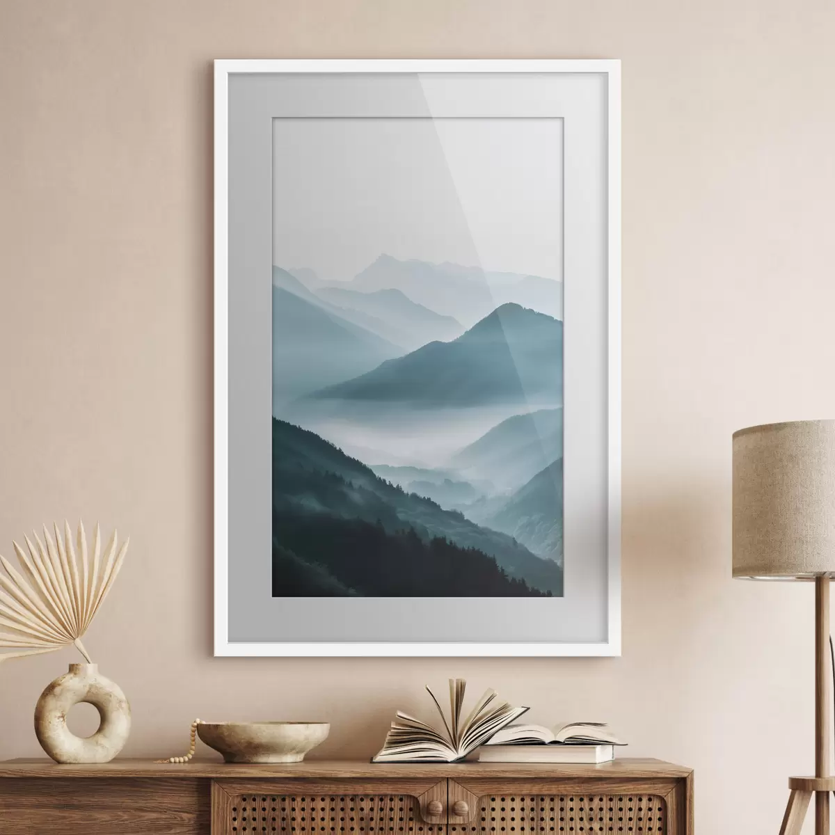 Poster Paysage de montagne dans la brume f48568