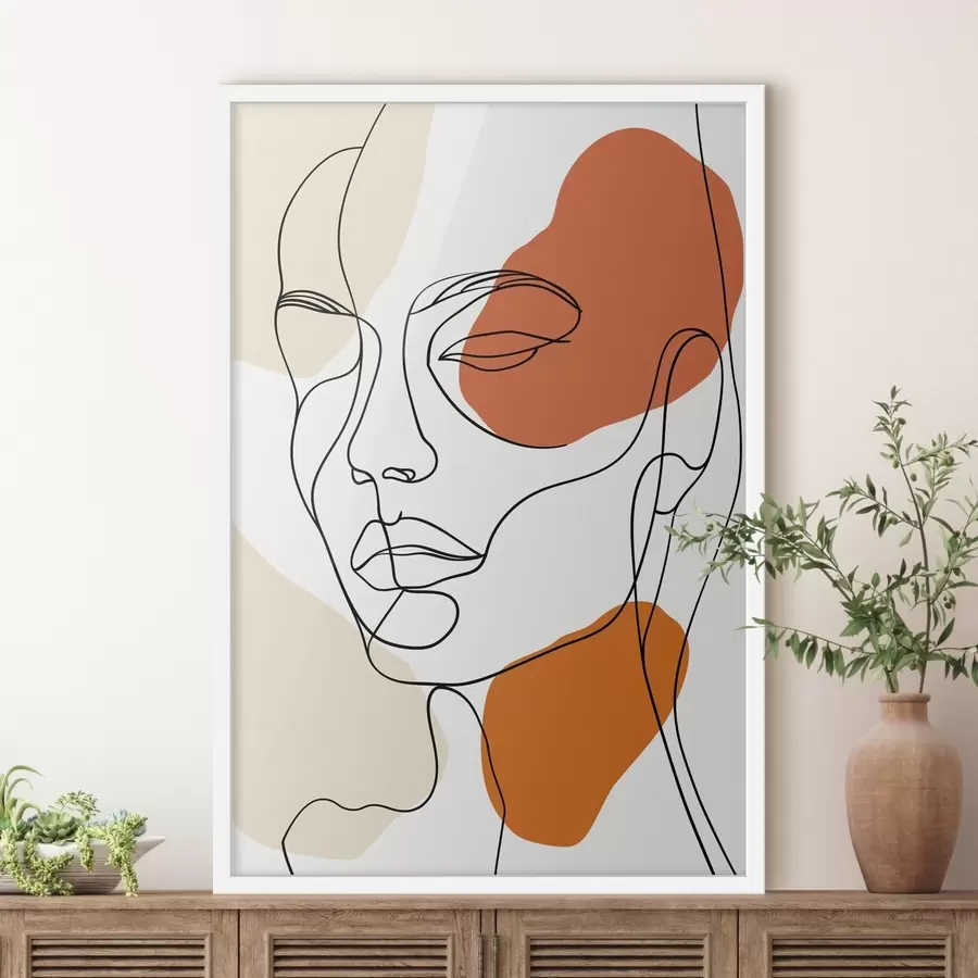 Papier peint Visages abstraits, dessin linéaire f48569