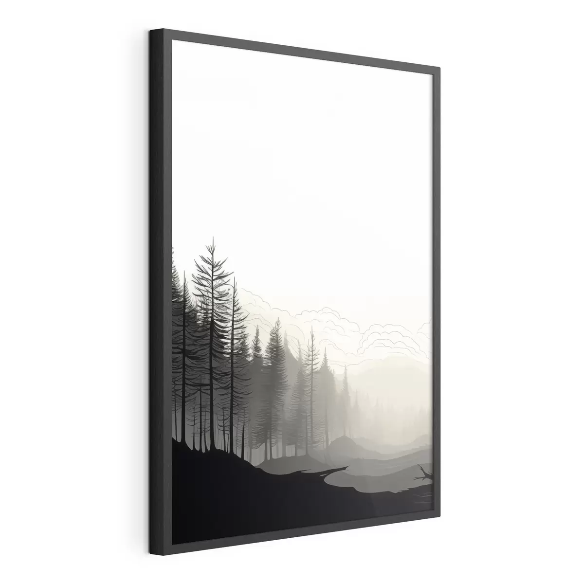Poster Forêt dans la brume, style minimaliste f48574