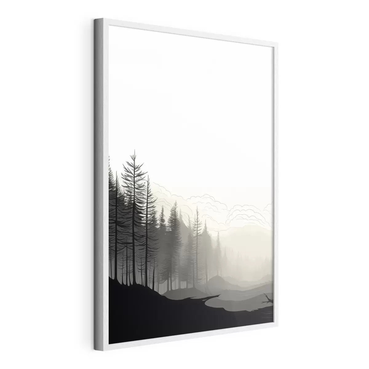 Poster Forêt dans la brume, style minimaliste f48574