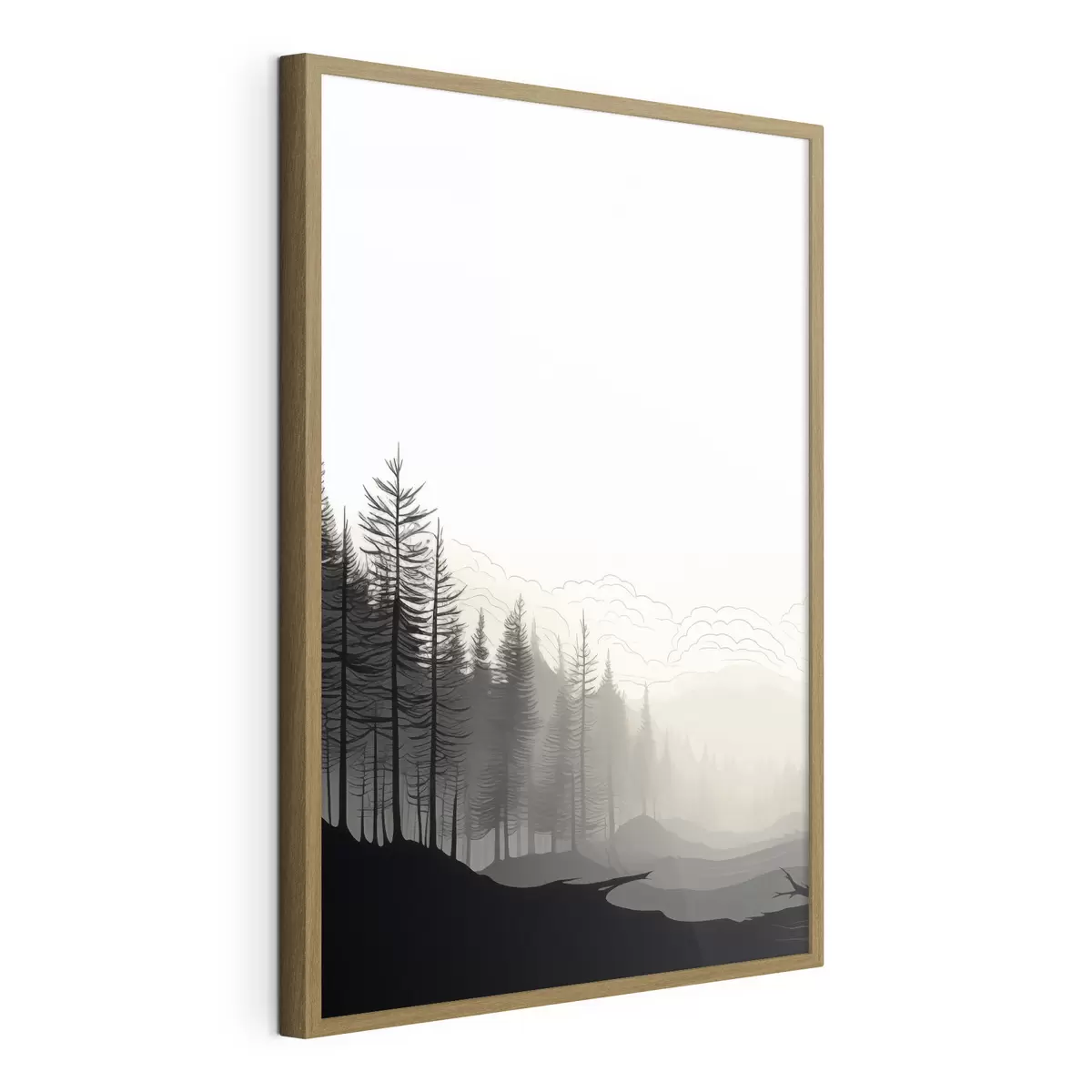 Poster Forêt dans la brume, style minimaliste f48574