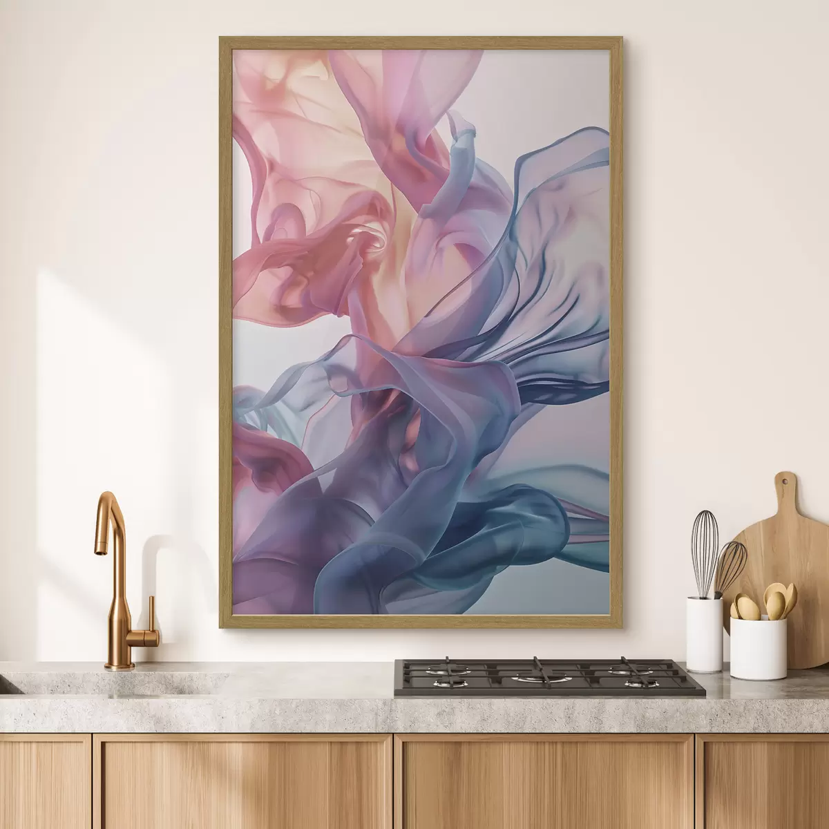 Poster Abstraction lumineuse, vagues colorées, style contemporain f48581