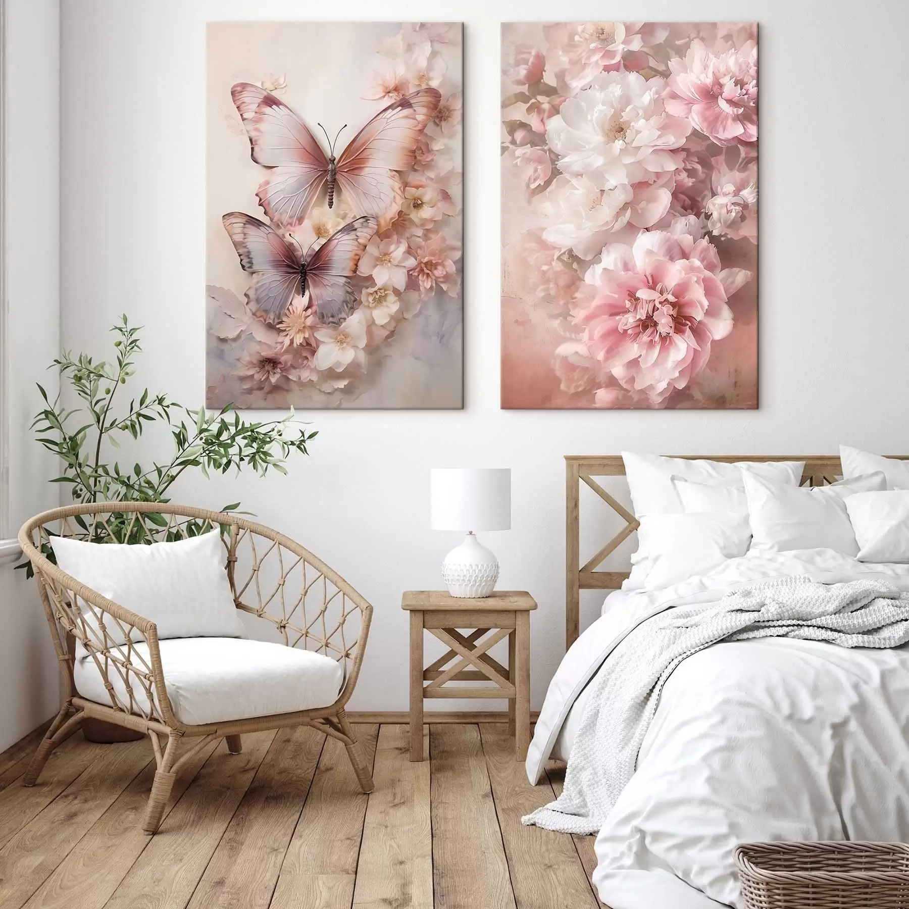 Tableau Fleurs roses, style romantique m30268