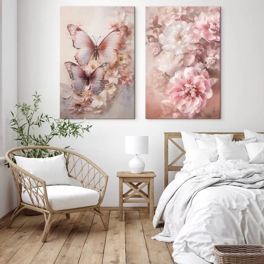 Tableau Fleurs roses, style romantique m30268