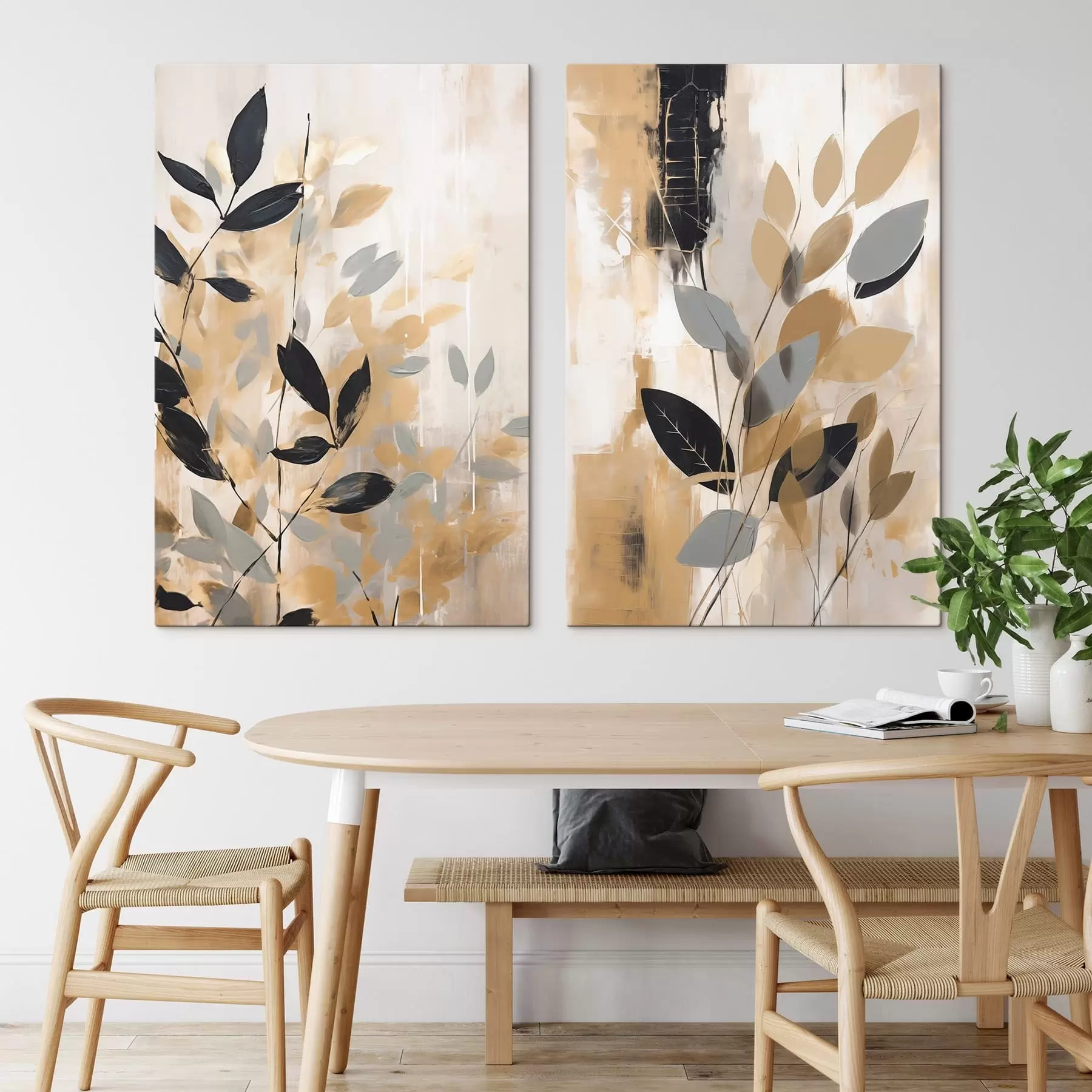 Tableau Une abstraction avec une branche de feuilles m30253