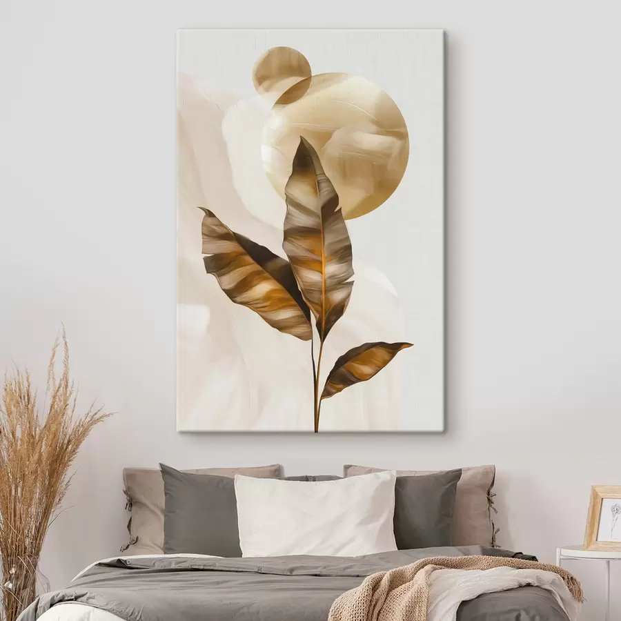 Papier peint Une composition abstraite de feuilles et de cercles s48614