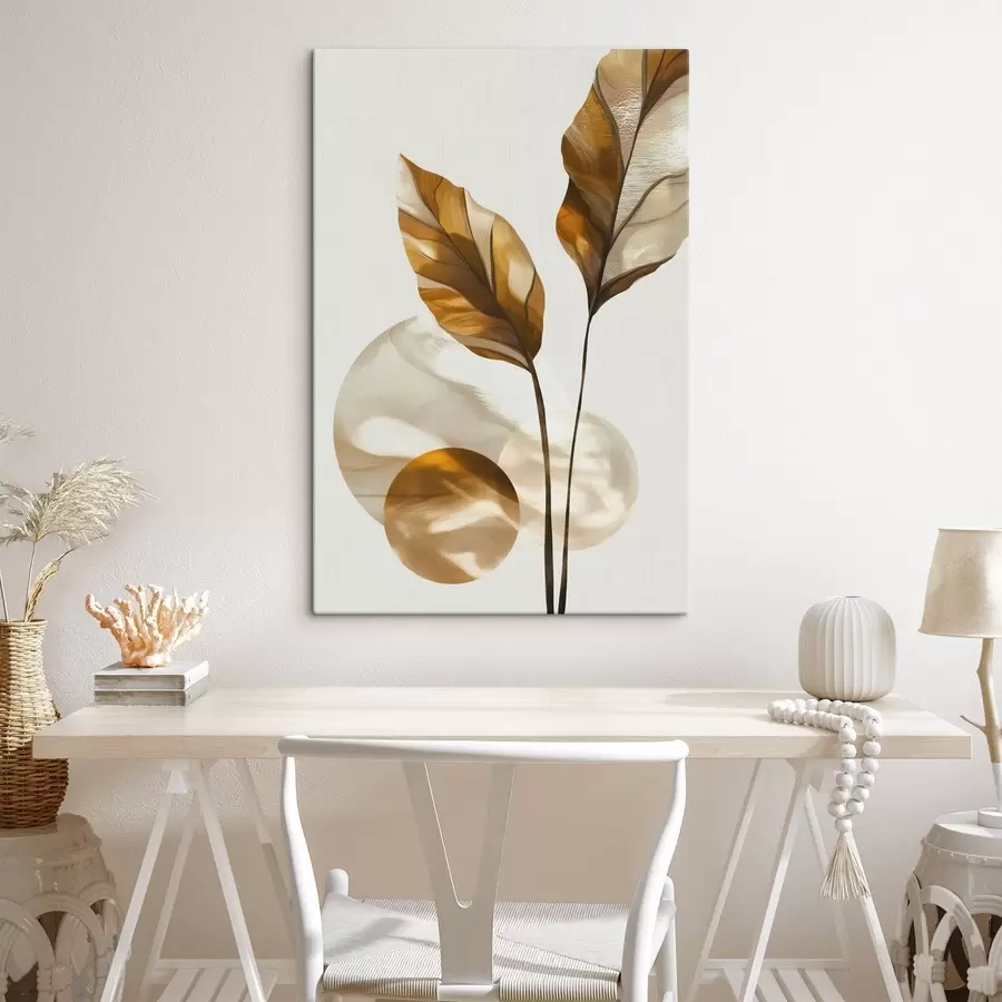 Papier peint Une composition abstraite de feuilles et de cercles s48615