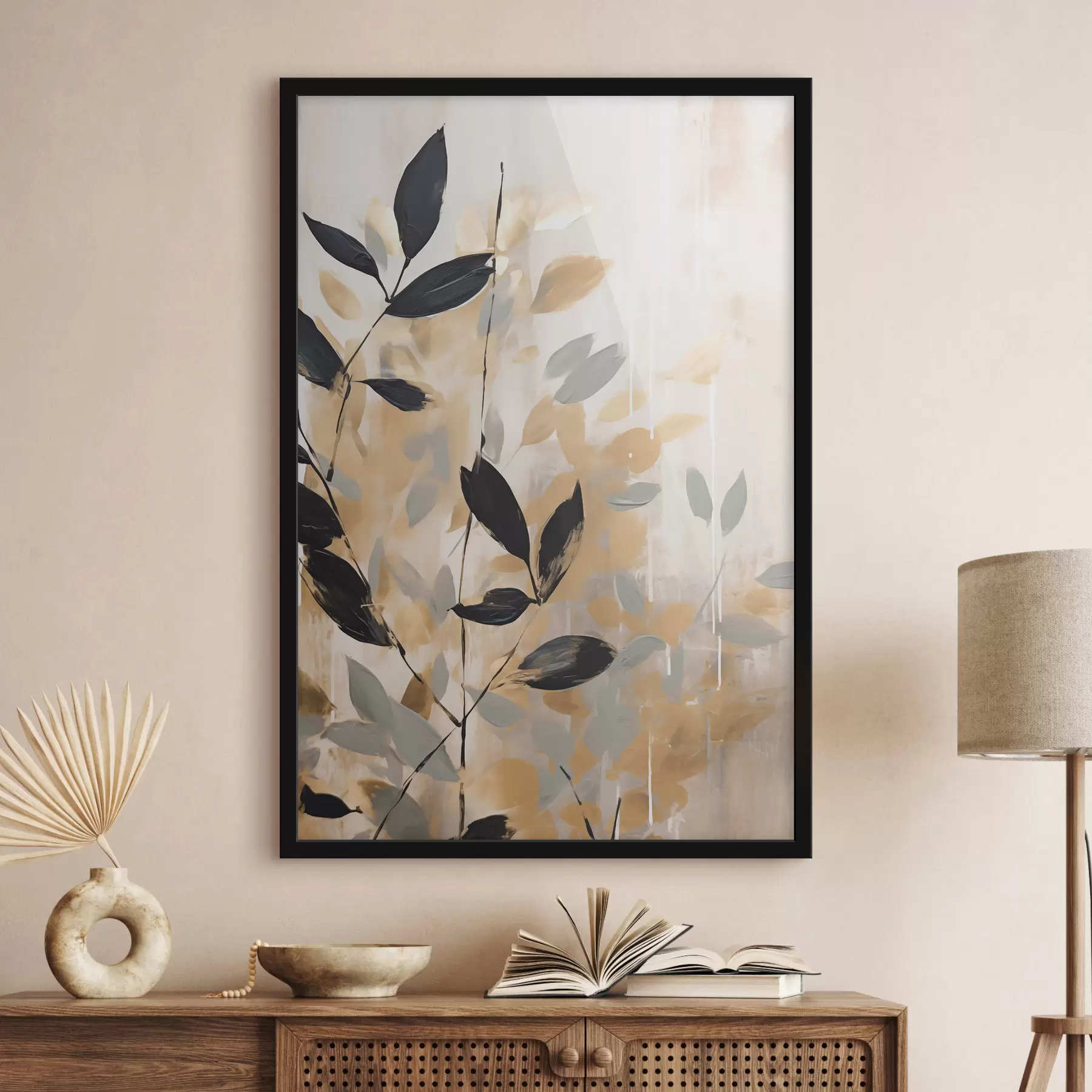 Papier peint Une abstraction avec une branche de feuilles f48608