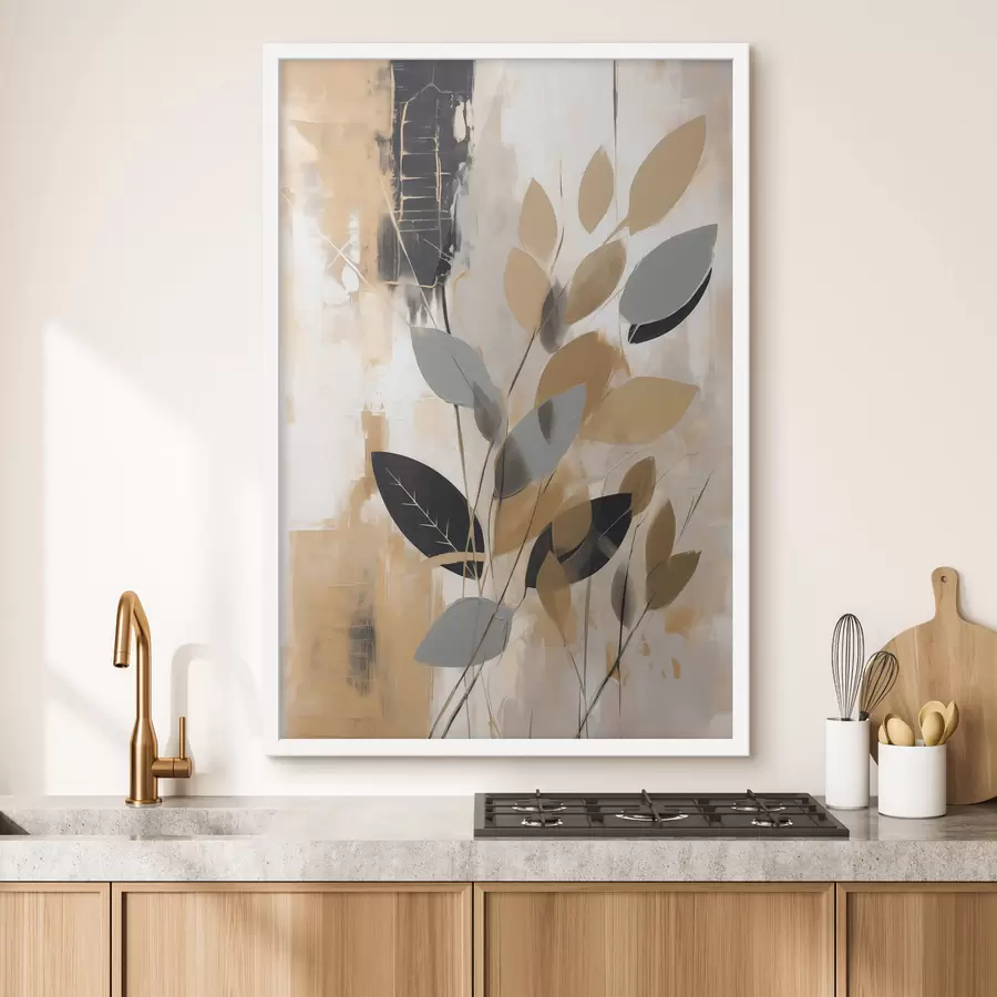 Papier peint Une abstraction avec une branche de feuilles f48609