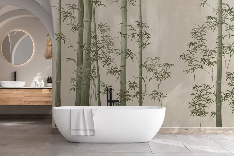 Papier peint Bambou vert clair  w05120v1
