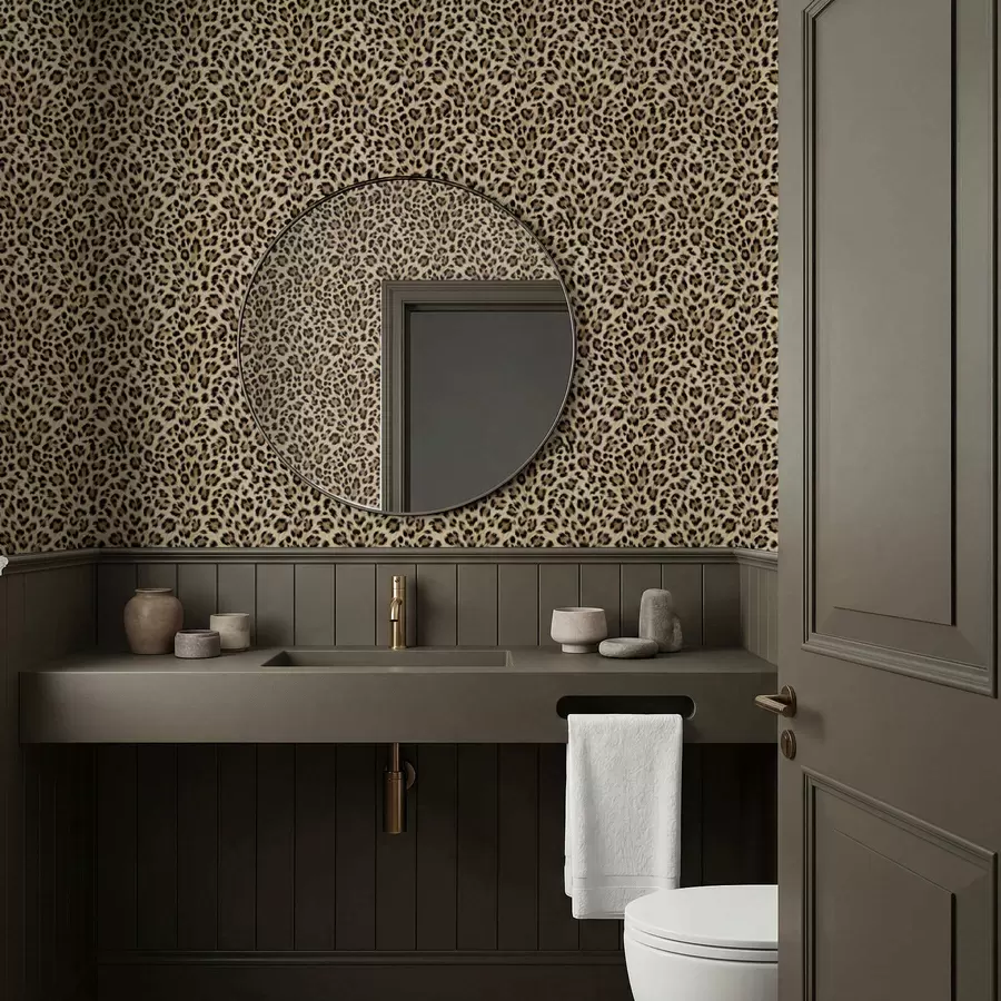 Papier peint Motif léopard avec des taches sur fond clair a01151