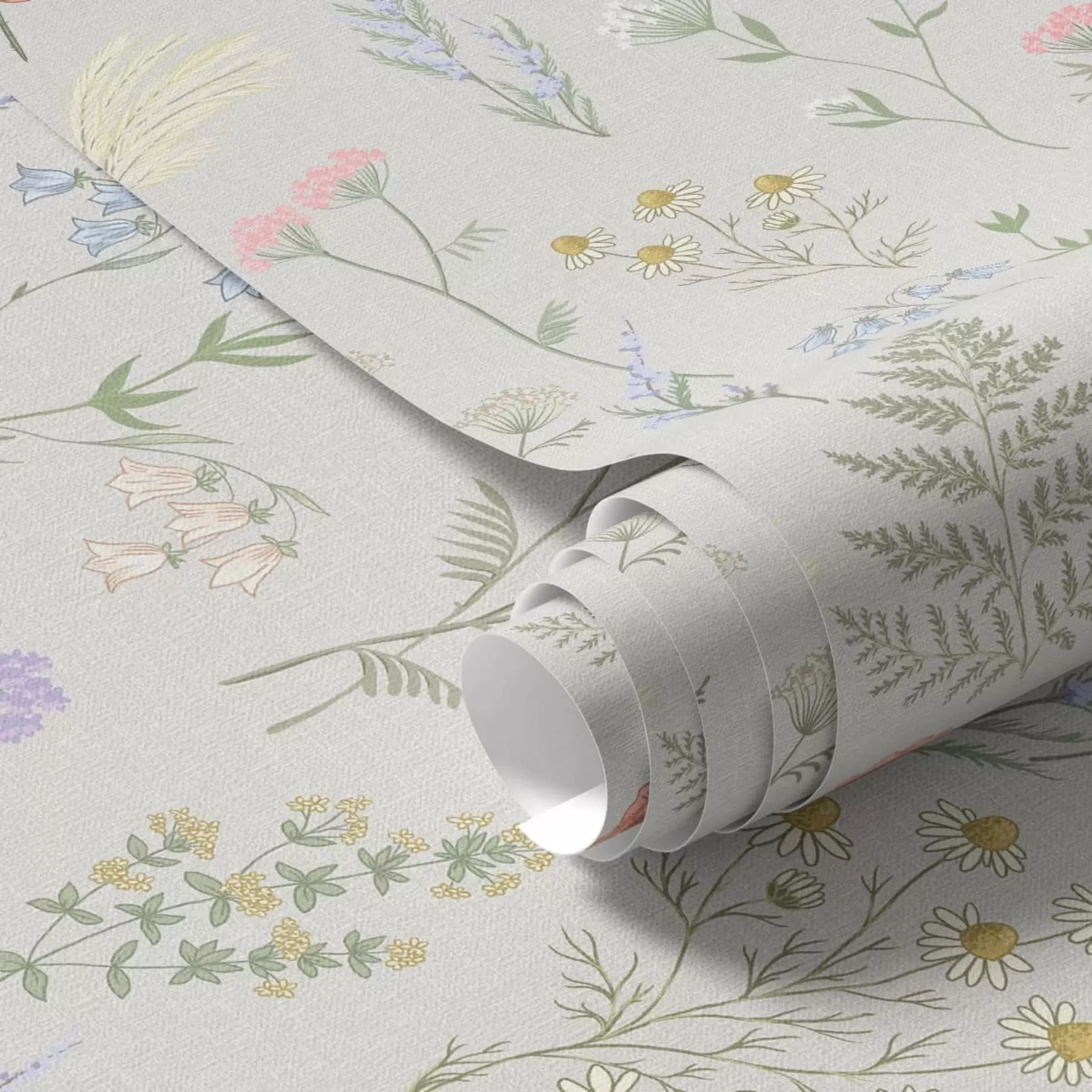 Papier peint Motif délicat de fleurs sauvages sur fond clair a01152