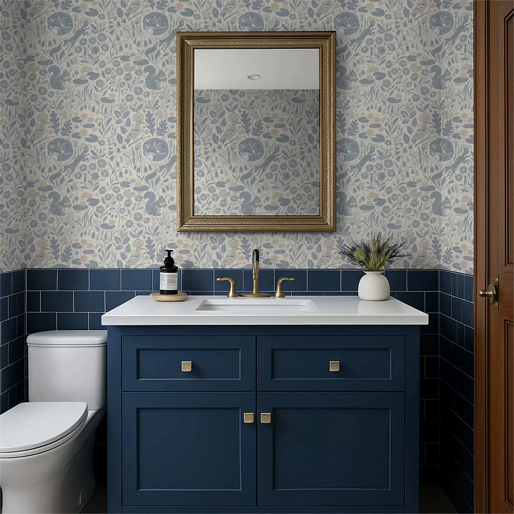 Papier peint Motif décoratif représentant des animaux de la forêt a01158