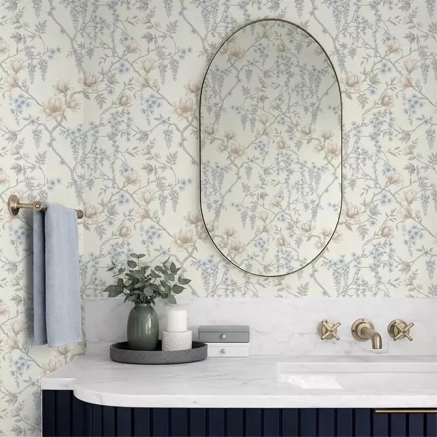 Papier peint Motif floral délicat composé de branches et de fleurs a01159